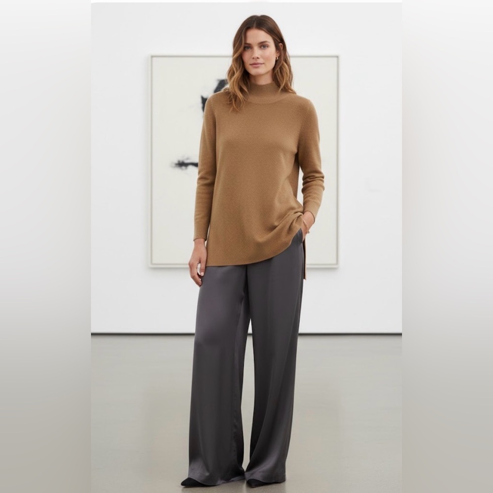 Eileen Fisher Fine Merino Wool Tunic Mockneck Sweater Size M